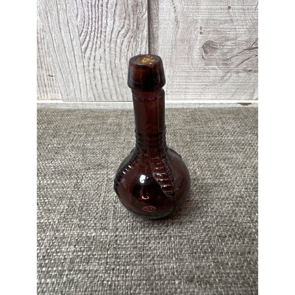 Vintage Ball and Claw Bitters Brown Amber Glass Bottle Vase Rustic Collectible - Picture 2 of 7